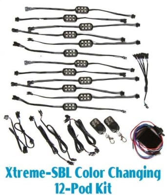 12 pc Xtreme-SBL Color Changing LED Pod Accent Kit
