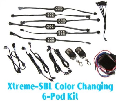 6 pc Xtreme-SBL Color Changing LED Pod Accent Kit