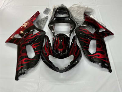 Suzuki GSXR 600 750 Red Flame Fairings