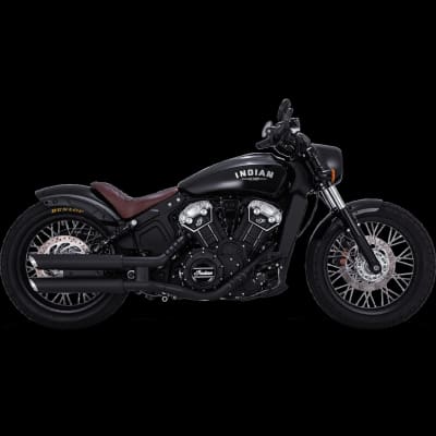Indian Scout 2015-2023 PCX 3" Round Twin Slash Slip-On Mufflers Black by Vance & Hines