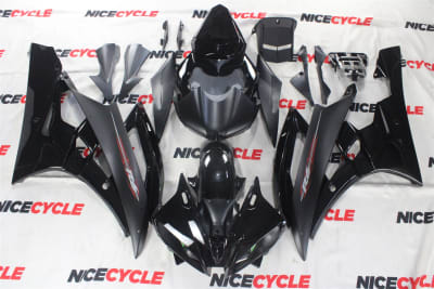 Motorcycle Fairings Kit - 2006-2007 Yamaha YZF R6 Matte/Gloss Black Fairings | YMA28