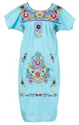 Embroidered Pueblo Dress - Mint