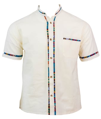 Men's Fiesta Button Down Shirt - Creme