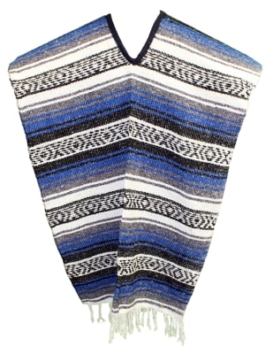 Mexican Blanket Poncho - Royal Blue