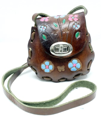 Latigo Tooled Leather Purse - Burnt Brown