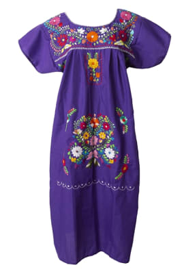 Puebla Mexican Embroidered Dress from Mexico womens vestidos bordados –  Puerta21shop