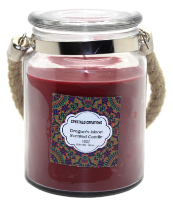 Crystalo Creations Dragon's Blood Scented Candle with Rope Handle, 18 Ounce