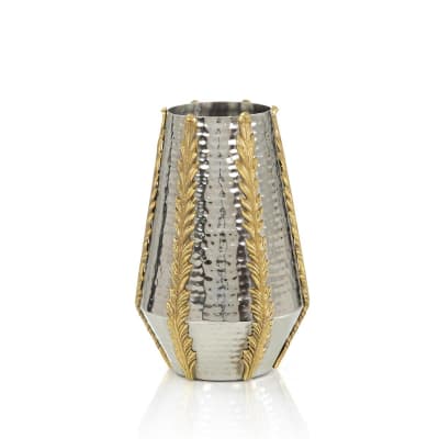 Feathered Polished Silver Vase Small