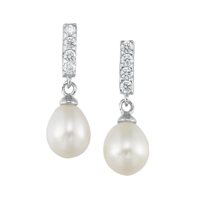 Drop Pearl Earrings in Sterling Silver