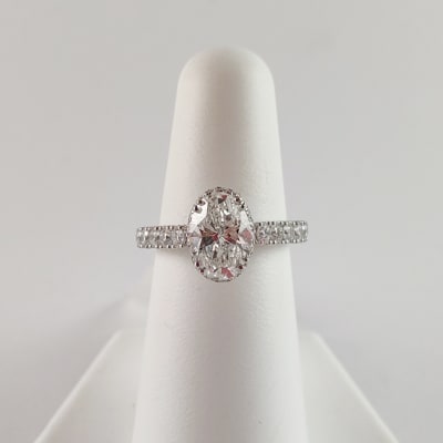 2ct Oval Lab Grown Diamond 14K White Gold Natural Diamond Ring
