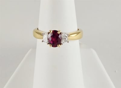 Natural Ruby & Diamond Ring in 18K White Gold