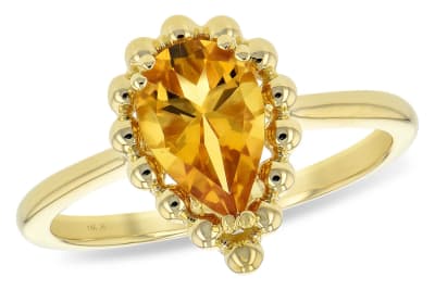 Pear Shape Citrine Ring 14KYellow Gold