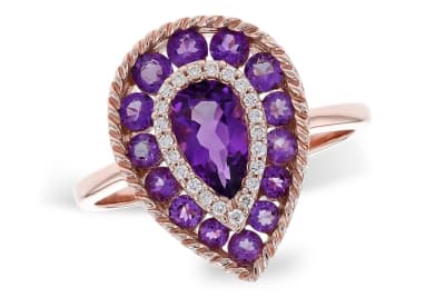 Amethyst & Diamond Ring in 14K Rose Gold