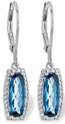 White Gold Blue Topaz Earrings
