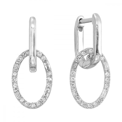 Diamond Earring Double Hoops 1/4ct in 10K White Gold