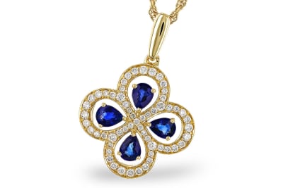 Sapphire & Diamond Pendant in 14K Yellow Gold