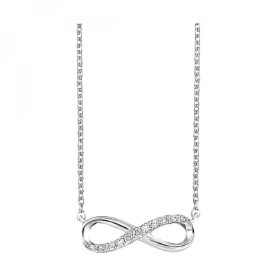 Sterling Silver & Diamond Infinity Necklace 1/20ctw