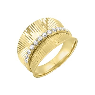 1/3ctw 14K Yellow Gold Wide Tapered Band