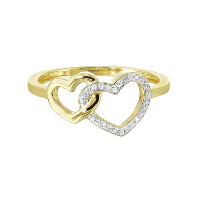 Double Heart Ring in 10K Yellow Gold