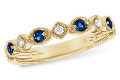 Sapphire & Diamond Band 14K Yellow Gold