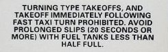 Instrument Panel Turning Takeoffs Prohibited-Decal