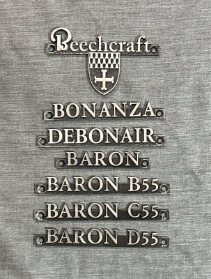 Nickel Beechcraft Emblems (Set of 2)