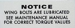 Wing Bolts Lubricated Decals (Set of 8 decals)