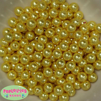 10mm Yellow Faux Pearl Beads sold in packages of 50 beads