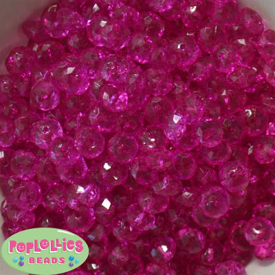 12mm Clear Hot Pink Abacus Acrylic Beads