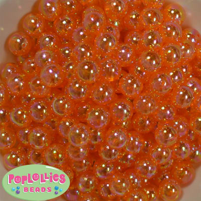 12mm Orange Clear AB Finish Miracle Acrylic Bubblegum Beads