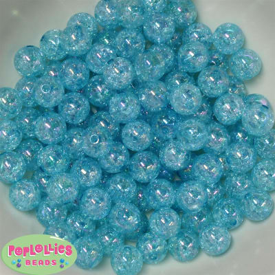 12mm bulk Cyan Blue Crackle Beads 200 pc