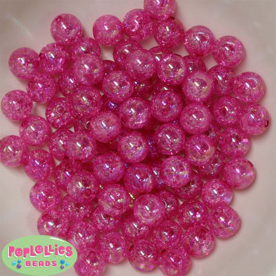 12mm bulk Hot Pink  Crackle Beads 200 pc