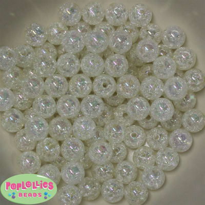 12mm bulk White Crackle Beads 200 pc