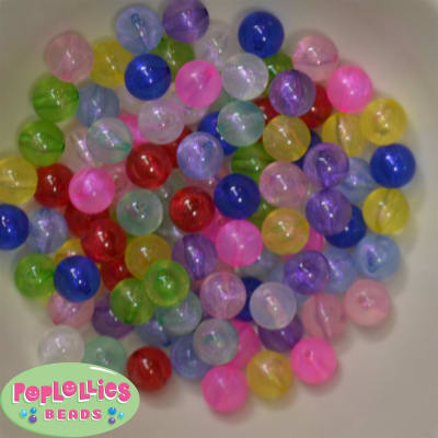 12mm Mixed Colors Frost Acrylic Bubblegum Beads