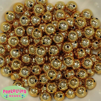 12mm Shiny Gold Mirror Bubblegum Beads