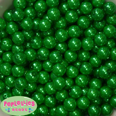 12mm Bulk Christmas Green Acrylic Faux Pearls