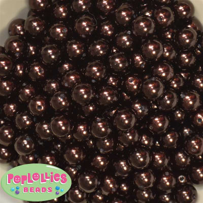 12mm Bulk Cocoa Brown Acrylic Faux Pearls