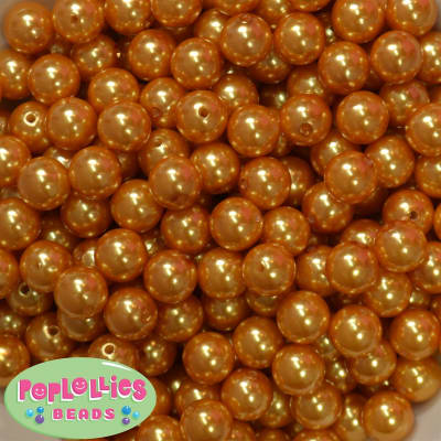 12mm Bulk Gold Acrylic Faux Pearls
