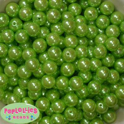 12mm Bulk Lime Acrylic Faux Pearls