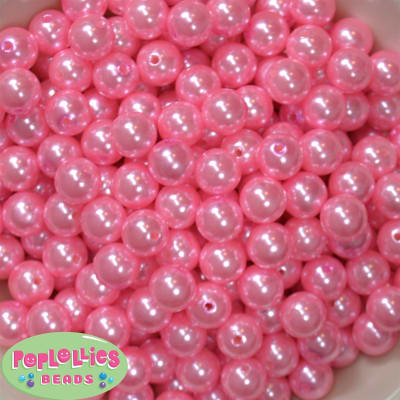 12mm Bulk Pink Acrylic Faux Pearls