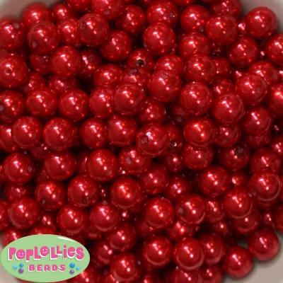 12mm Bulk Red Acrylic Faux Pearls