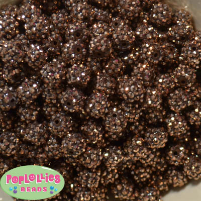12mm Champagne Rhinestone Bubblegum Beads
