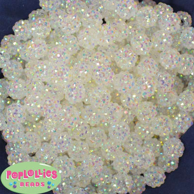 12mm Clear Rhinestone Bubblegum Beads