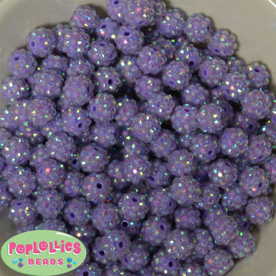 12mm Lavender Rhinestone Bubblegum Beads