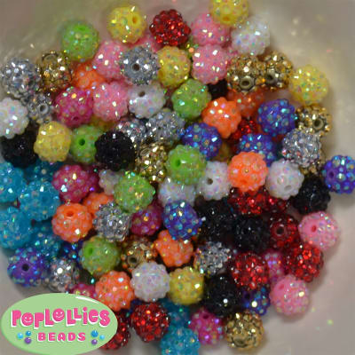 12mm Mix Color Rhinestone Bubblegum Beads