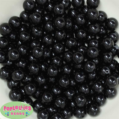 12mm Black Acrylic Bubblegum Beads Bulk