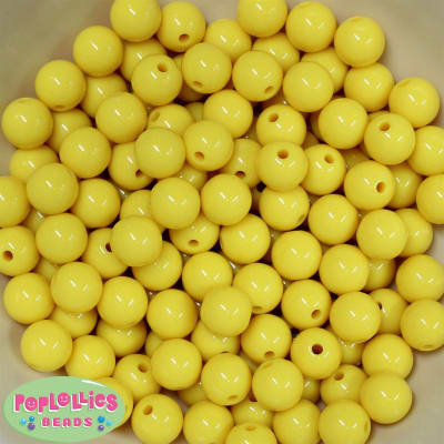 12mm Yellow Acrylic Bubblegum Beads Bulk