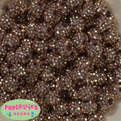 14mm Champagne Rhinestone Bubblegum Beads