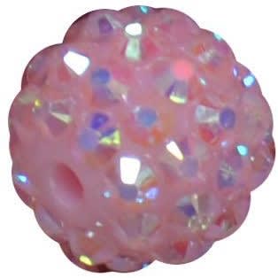 14mm Ice Pink Rhinestone Bubblegum Beads