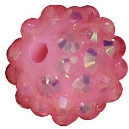 14mm Pink Rhinestone Bubblegum Beads